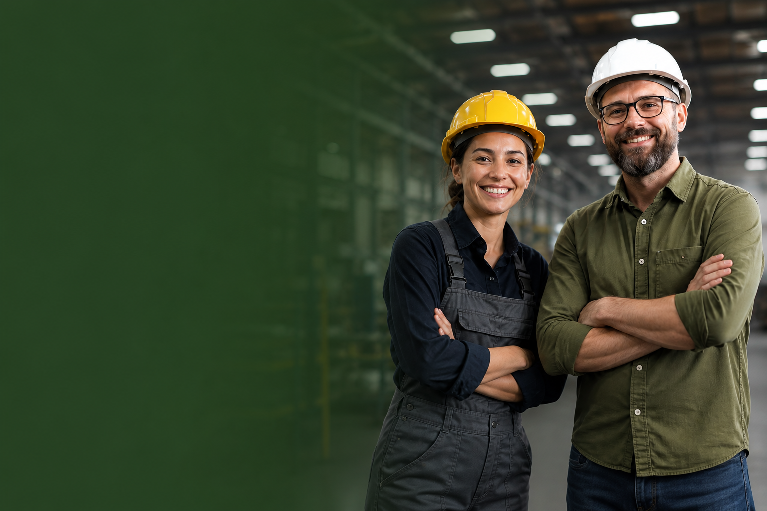 Tulsa-area staffing professionals and industrial workers represented in the Green Country Staffing hero image